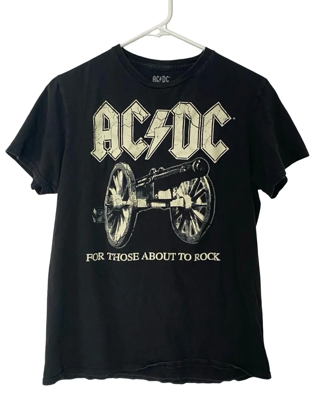ACDC Tshirt Mens Size Medium AC/DC Band Tee Unisex Black For Those About To Rock